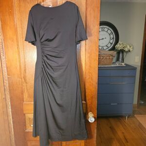 New Blencot Women's Medium Black Romantic Ruffle Rouched Hem Midi‎ Dress